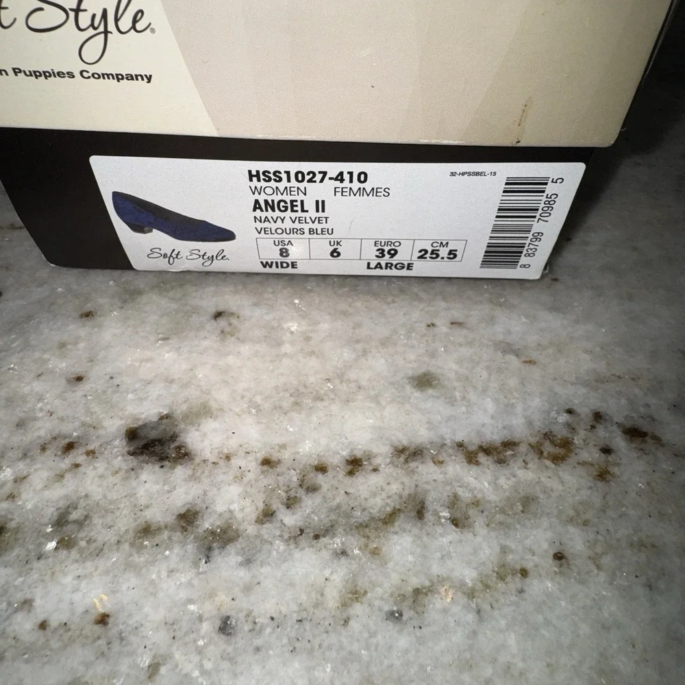 Soft Style Womens 8 W Blue Angel II Moyen Velvet‎ HSS1027-410 Low Wedge With Box